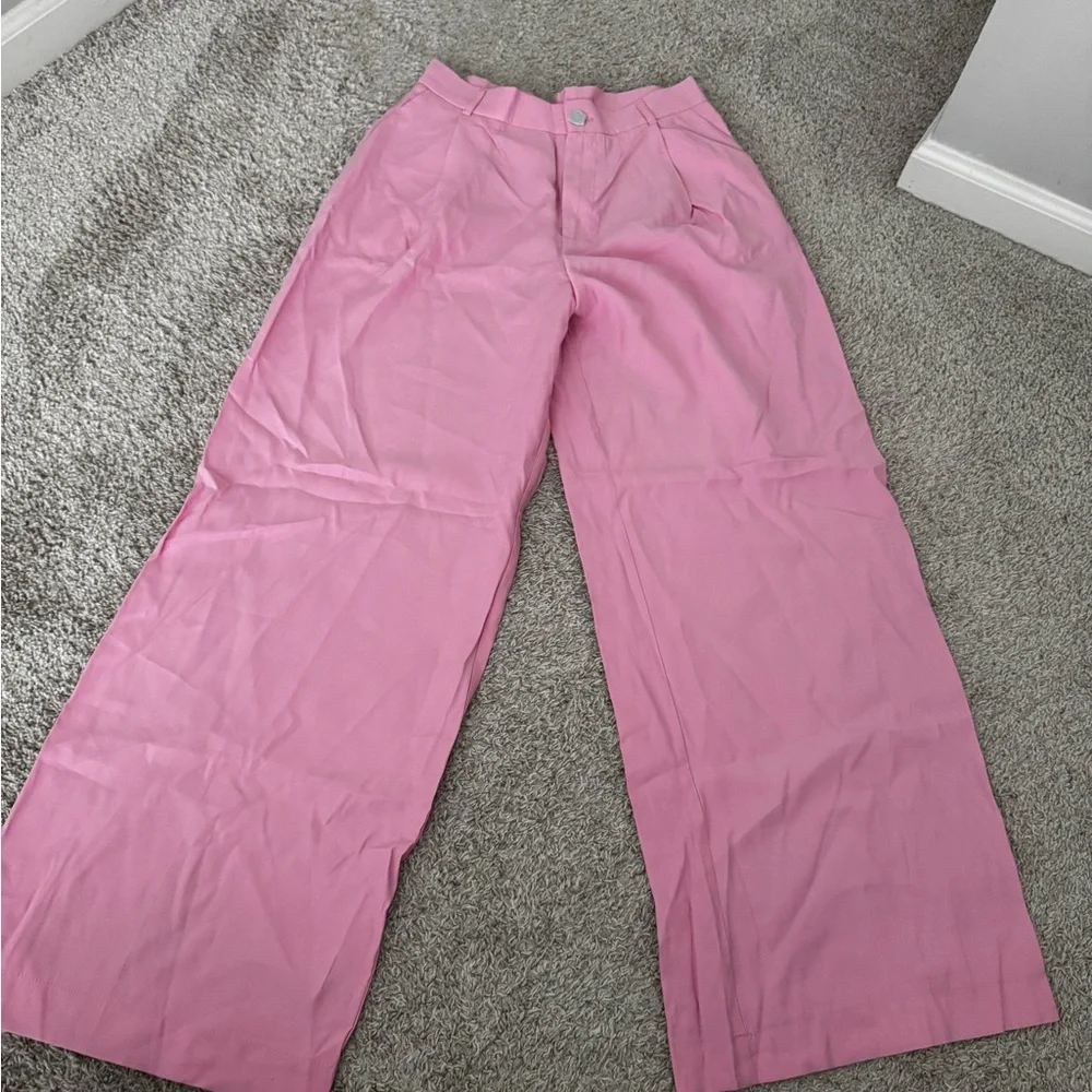 Zara Pink Wide-Leg Women's Pants - Picture 1 of 3
